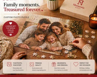 Personalized Photo Puzzle Gift | Custom Picture Puzzle 1000/500/300 Pieces | Unique Memory Gift for Couples, Family, Pets | Anniversary Gift