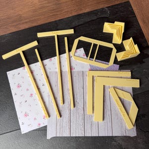 kleines Starter-Werkzeug-Set für Karten, Buchbinden und Geschenkboxen Lineal Buchbindearbeit Kartonagen Basteltool Graupappe