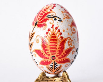 Ukrainian Easter egg Poltavska style batik artwork Pysanka egg etched with acid reverse coloring amazing gifts for mom holiday ornaments