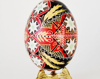 Christmas Pysanka art egg Red Pysanky Batik Ukrainian Easter eggs Christmas ornament custom made gift