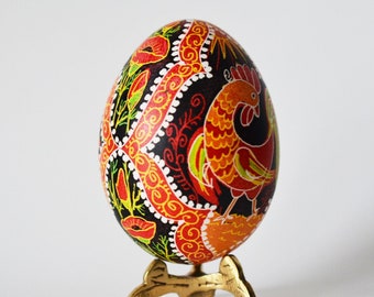 Pysanka red Poppies Rooster Easter eggs gift,  year of the rooster unique home décor, Painted red poppy Mothers Day gifts egg for mom