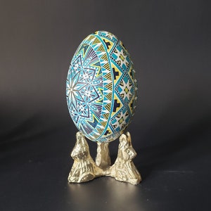 Blue Easter egg real goose eggshell pysanka, traditional Ukrainian gift, Christmas egg ornament hand painted real egg shell blue pysanka