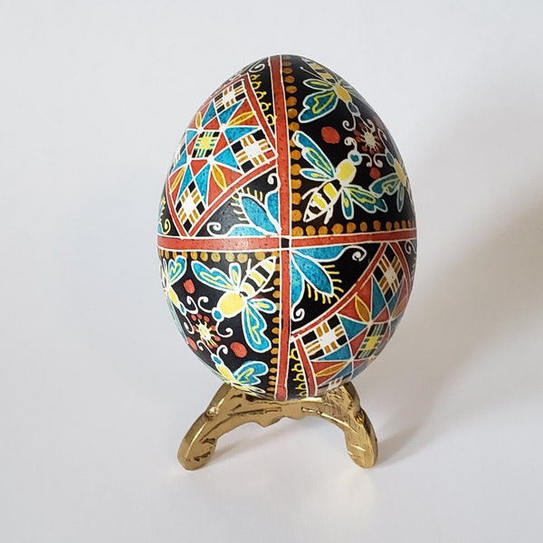 Uovo di Pasqua Bumblebee Uova Pysanky, gusci d'uovo decorativi dipinti a mano ucraini tradizionali uova di Natale calabrone ornamento regali per gli amanti delle api