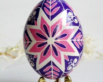 Pink Purple Pysanky Ukrainian Easter hand painted egg ornament