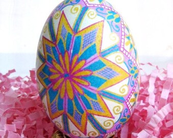 Hand painted goose egg shell art egg ornament Easter eggs Goose Egg Pysanka decorated Ukrainian Easter egg