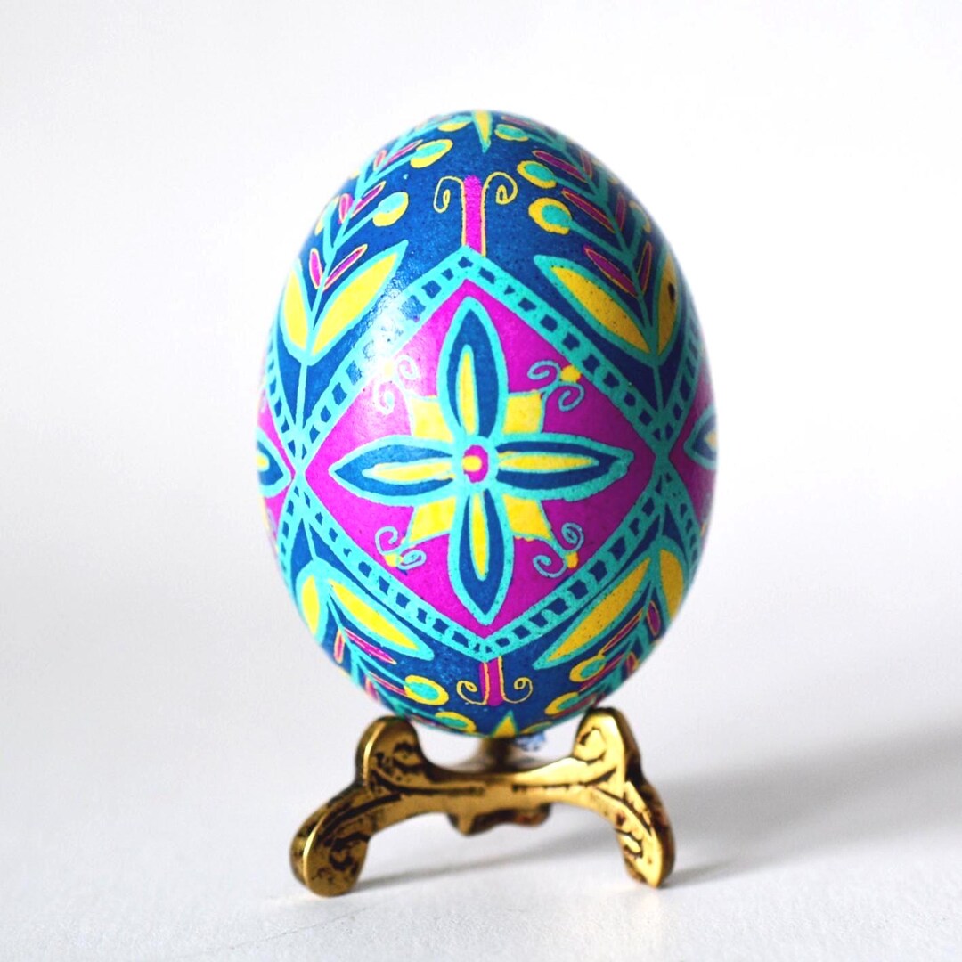 Hand-painted Pysanka Egg | Ukrainian Easter Decor, Blue Batik - Etsy