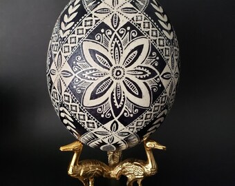 Ostrich Pysanka egg for sale Ukrainian Easter egg hand-painted on Ostrich eggshell batik art eggs, decorative handmade Ostrich Pysanka eggs