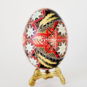 Christmas ornament Pysanky eggs, Traditional Ukrainian Easter egg shell chicken egg with wheat and crosses customize it for Mom or Dad gifts