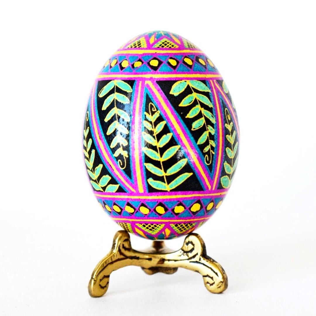 Ukrainian Easter Pysanka, Green Fern Pattern Batik Egg Ornament - Etsy