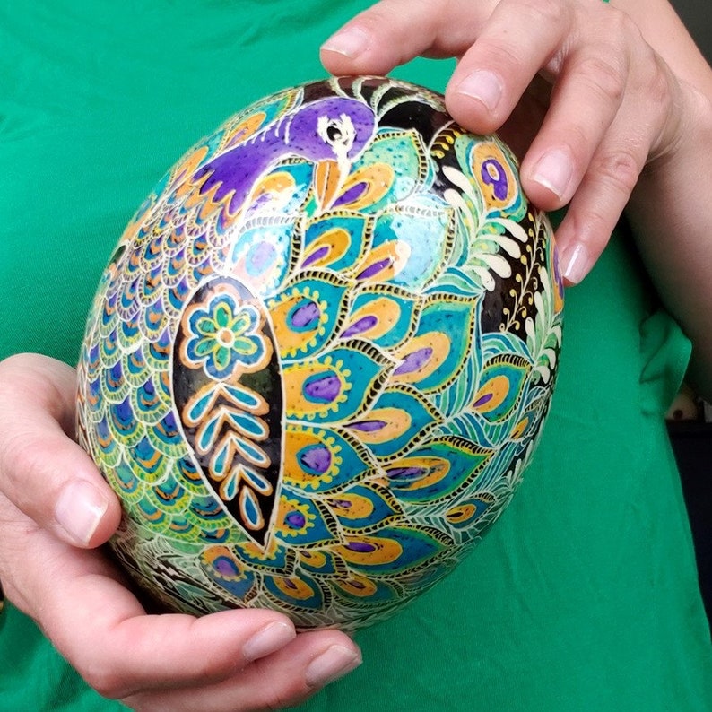 Goose pysanka egg Wedding gifts for couple, hand painted Ukrainian gift, newlywed family symbol of new life fertility ornament unique gift image 10