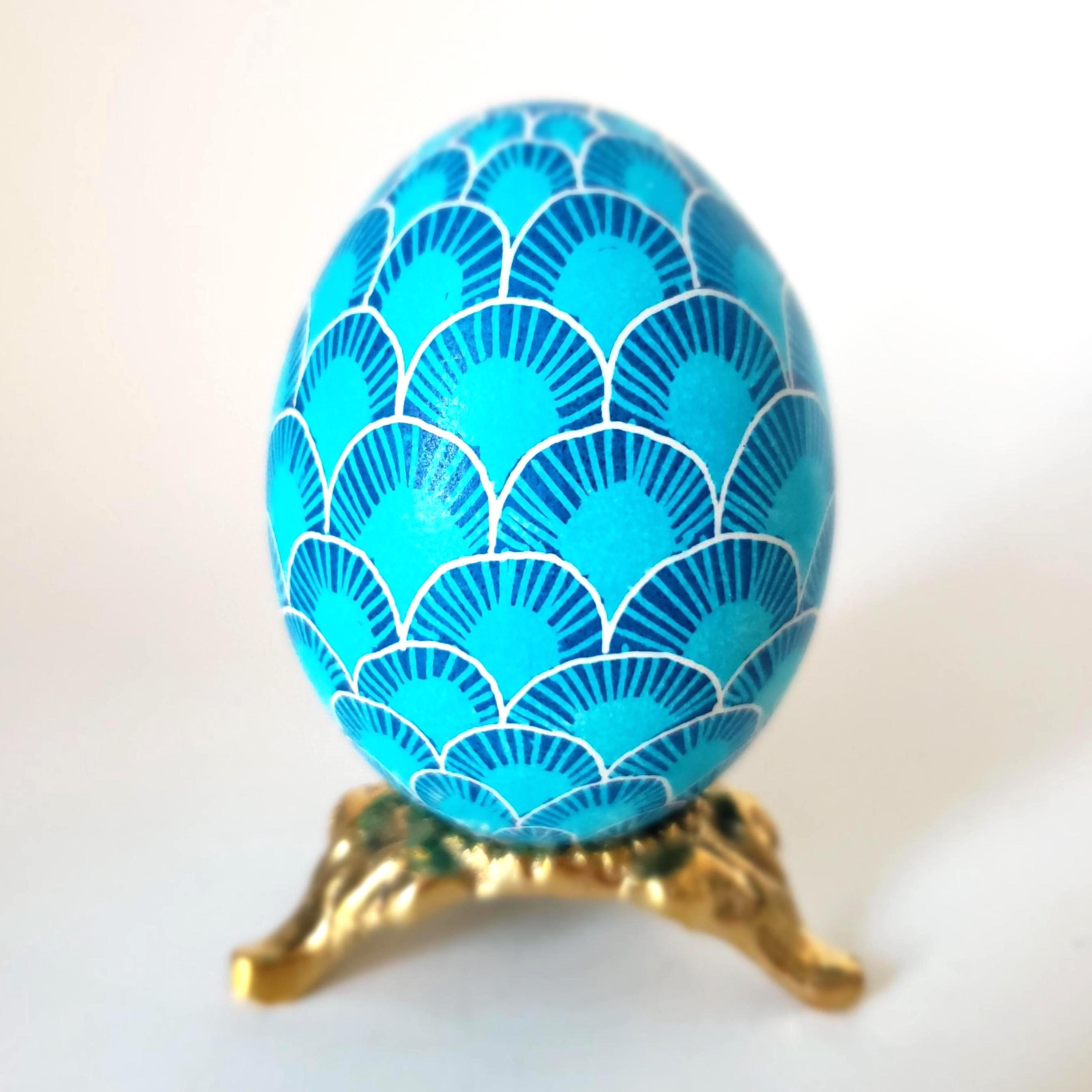 Turquoise Blue Pysanka Egg Ornament, Ukrainian Easter Decor - Etsy