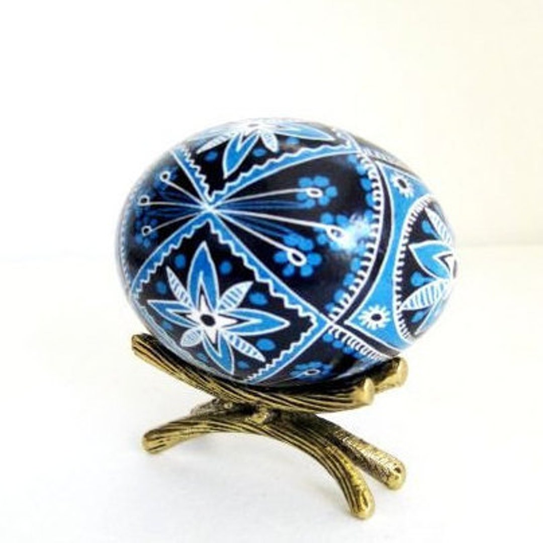 Blue Pysanka Easter Egg Ukrainian Ornament, Pysanky Egg Hand Painted ...