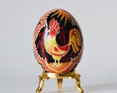 SALE red ribbon a bit off but very cute rooster ornament