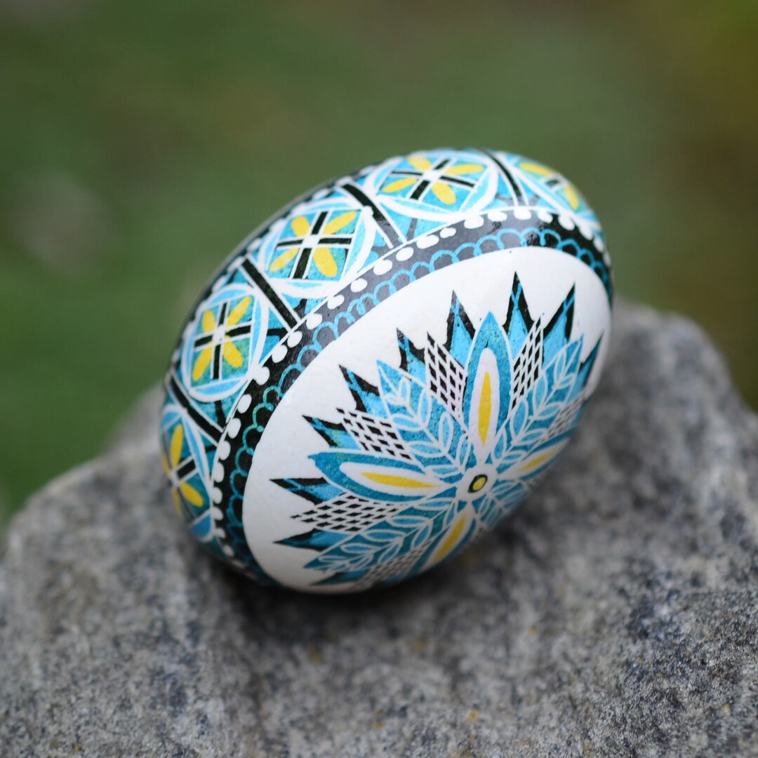 Easter Pysanka Blue Decorative Egg Shell Ornament Ukrainian - Etsy