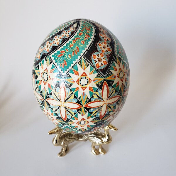 Oeuf d'autruche Pysanka à vendre Oeuf de Pâques ukrainien peint à la main sur des oeufs d'art batik coquille d'oeuf d'autruche, oeufs d'autruche Pysanka décoratifs faits main