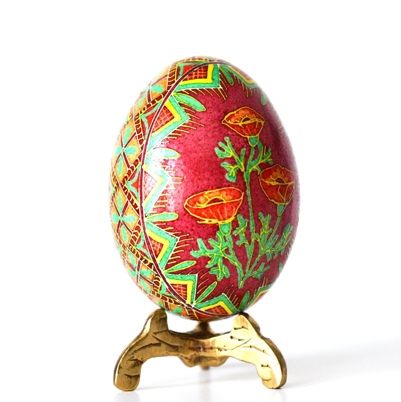 Hand painted eggs Easter wood decoration Poppy flower gift Ukraine Hand painted eggs Easter wood decoration Poppy flower gift Ukraine
