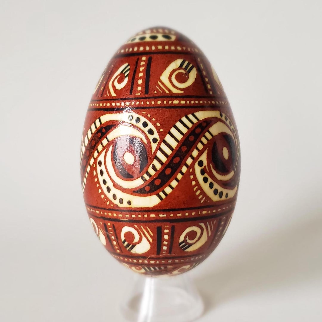 Trypillian Pysanky Egg, Handmade Ukrainian Easter Pysanka Real Goose ...