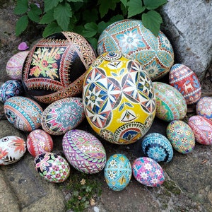 Goose pysanky supplies kit gift set Easter craft kit Family Activities, Ukrainian eggs supplies dyes goose eggshells beeswax block kistka image 10