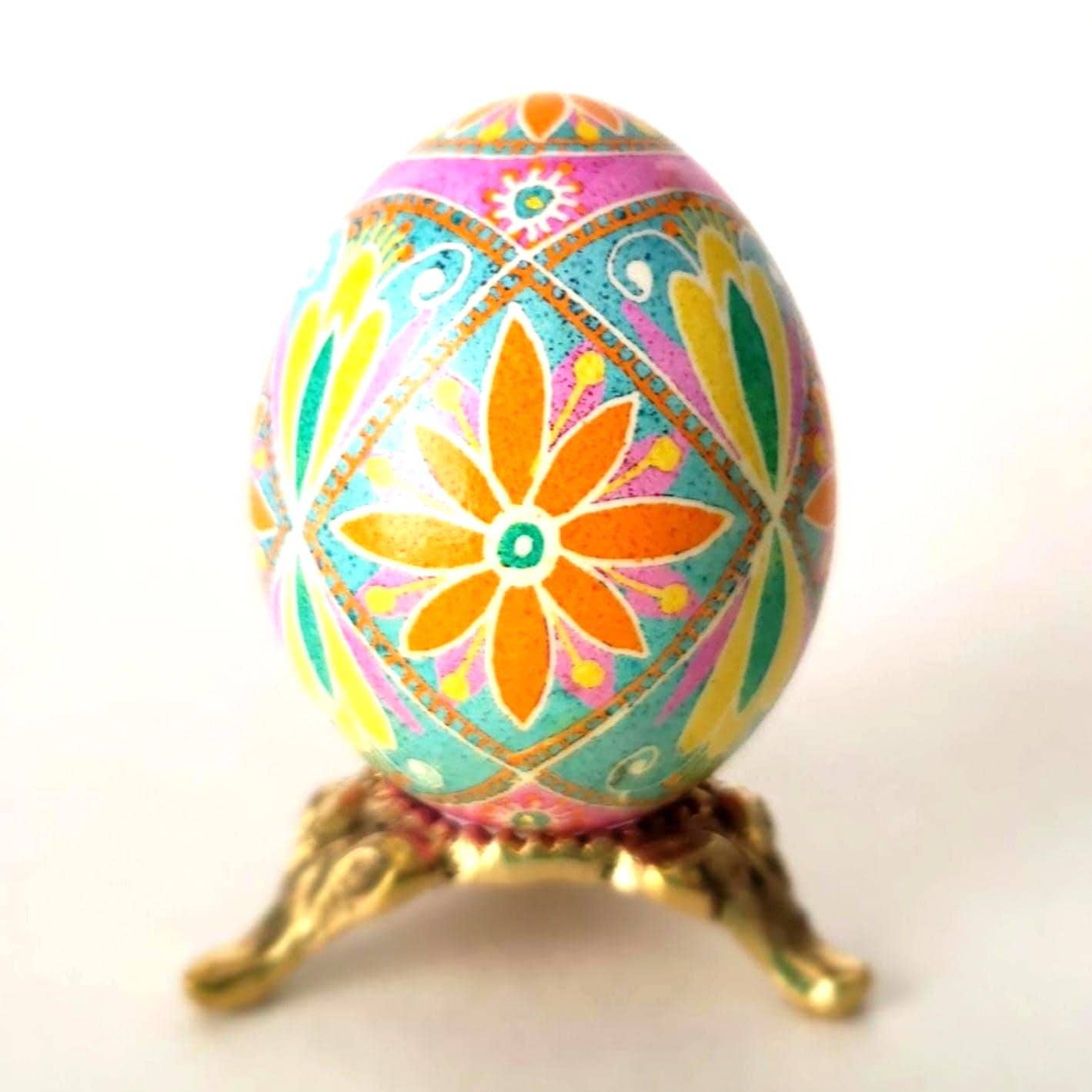 Handmade Pysanka Ukrainian Easter Egg, Batik Art Eggs, Floral Motif ...