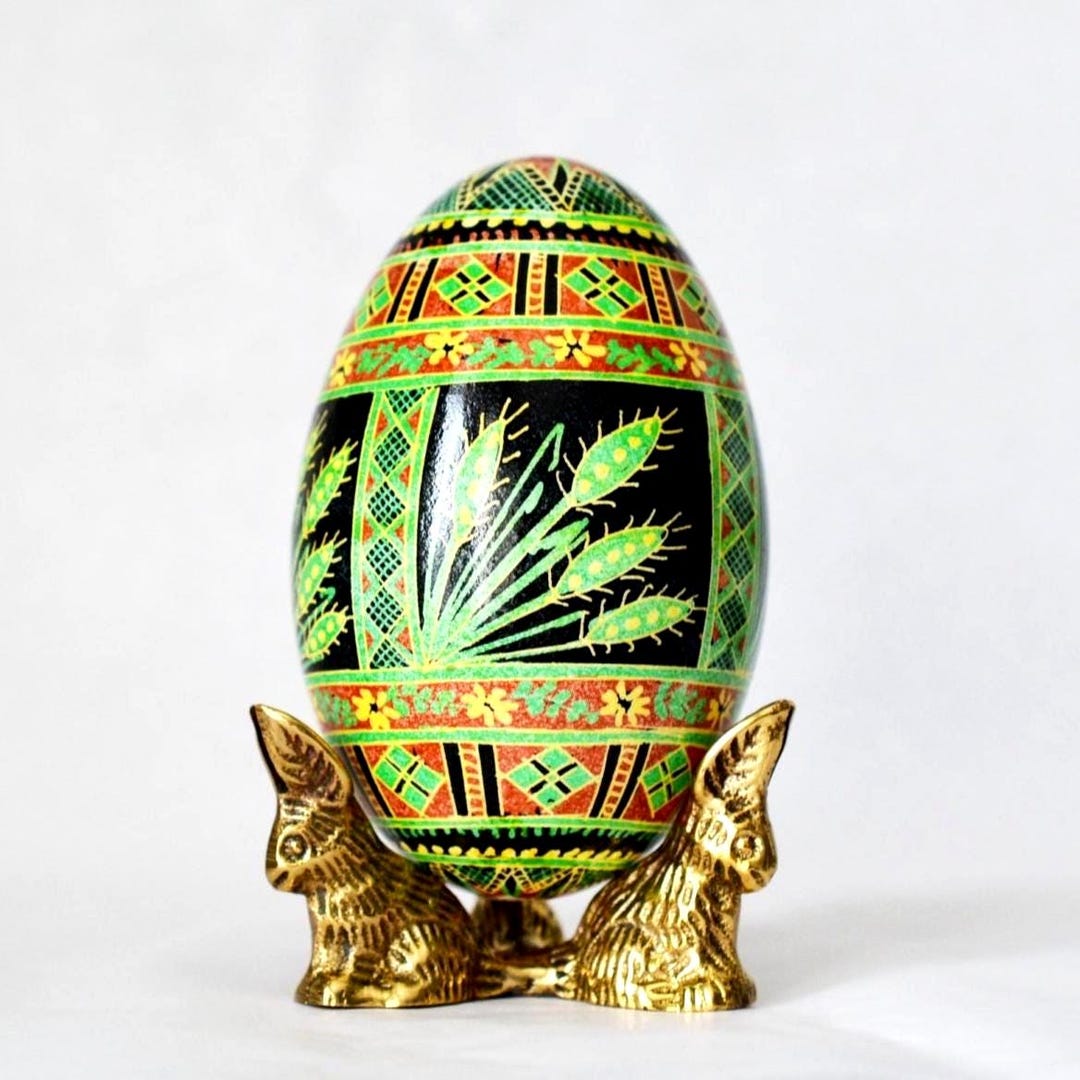 Handmade Green Ukrainian Pysanka Egg, Batik Art Ornament - Etsy