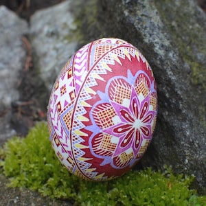 Pysanka Hand-Painted Ukrainian Easter Egg, Decorative Batik Art Eggshells
