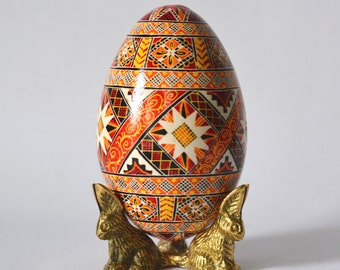 Goose Pysanka Ukrainian Easter egg ornament, traditional egg shell art hand painted keepsakes, pysanka egg on real goose eggshell