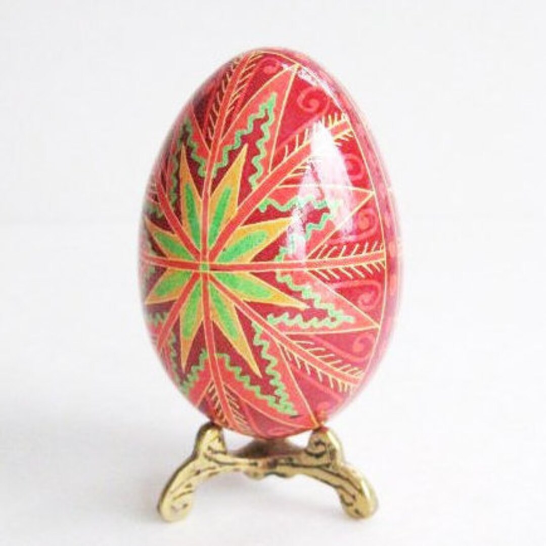 Red Pysanka Batik Art Egg Ornament Easter Gift and Decor Hand - Etsy