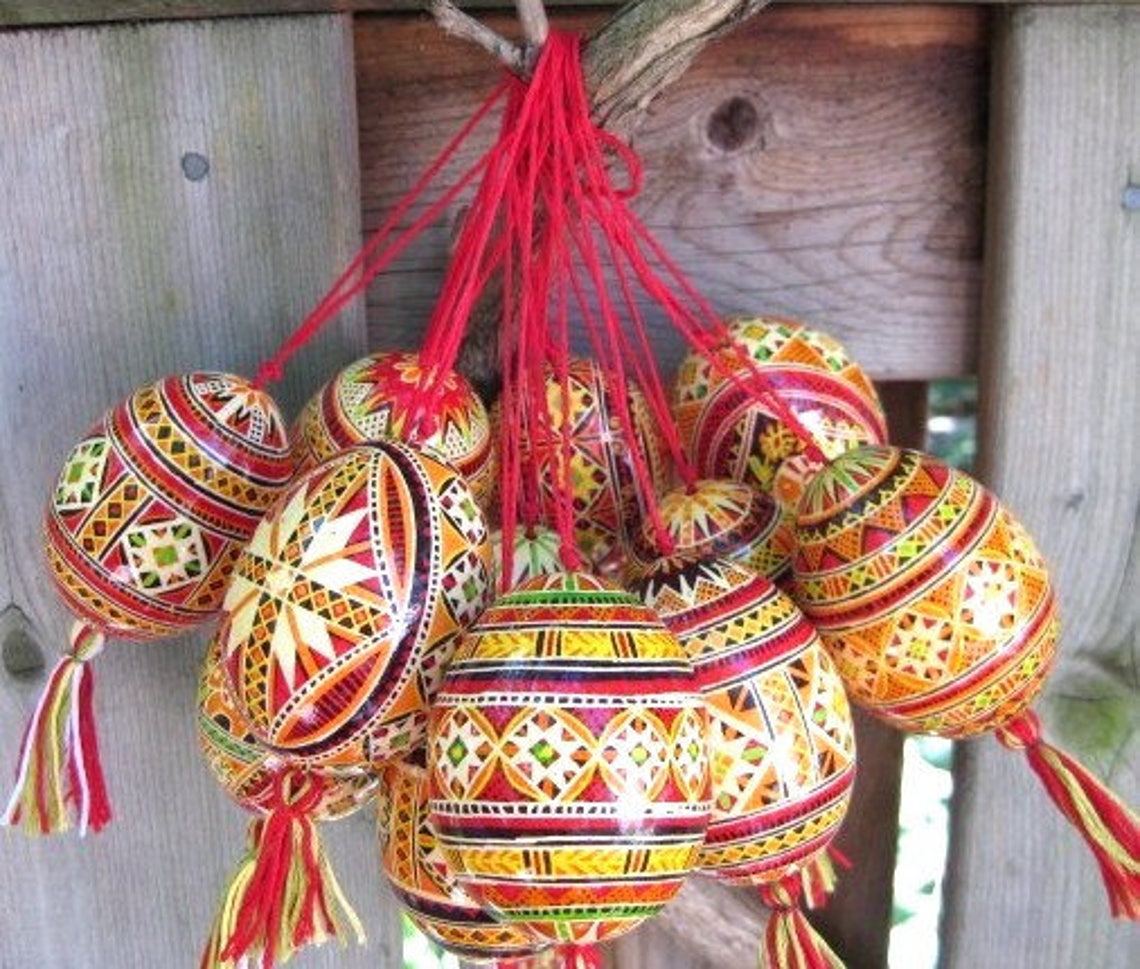 Pysanky Ukrainian Easter Eggs Ornaments Real Chicken Egg Hand Etsy