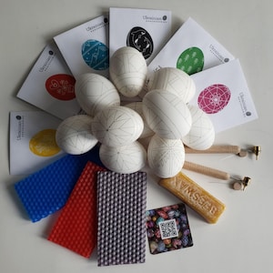 Pysanky Easter Egg Decorating Kit: Kistka Tool, Dyes, Beeswax, Hollow Chciekn Eggshells