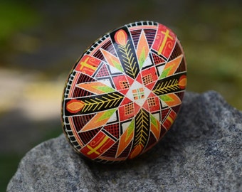 Hand painted Pysanky eggs, religious gift for mom or sister, personalized Ukrainian Easter egg gift from daughter, decorative batik art eggs