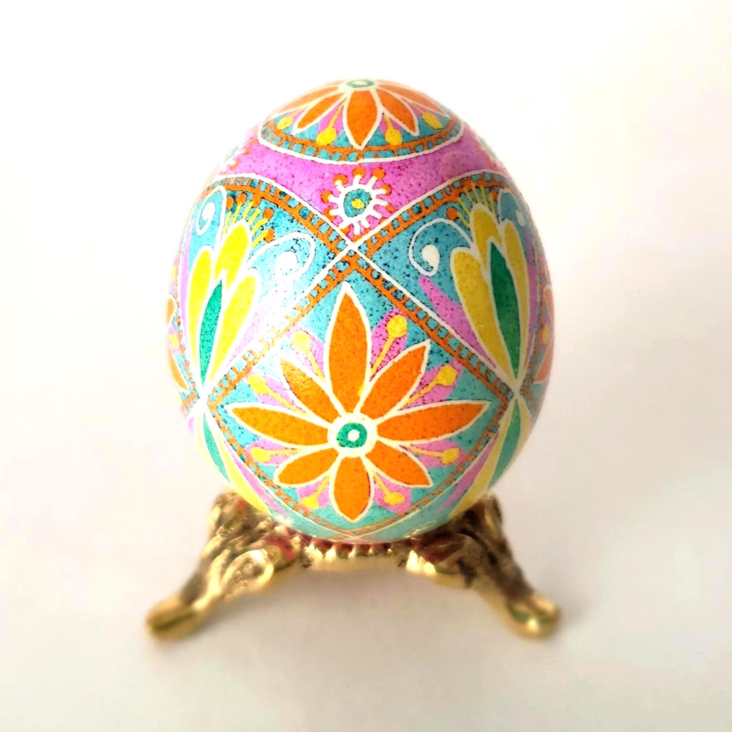 Handmade Pysanka Ukrainian Easter Egg, Batik Art Eggs, Floral Motif ...