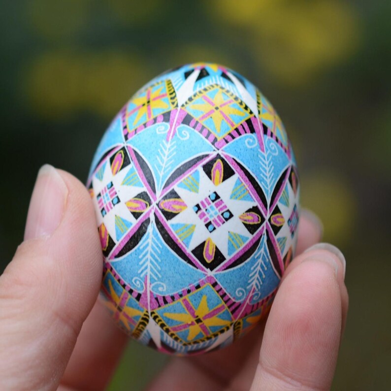 Hand-painted Blue Pysanka Egg, Ukrainian Batik Easter Ornament - Etsy