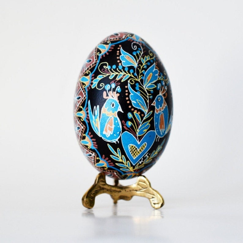 Pysanky Egg ornament Love birds, Ukrainische ostereier pysanka anniversary gift parents decorative real chickens eggshells pysanka art image 2