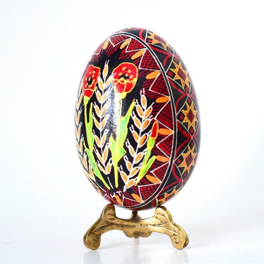 Pysanka With Red Poppy Floral Design, Ukrainian Egg Ornament - Etsy