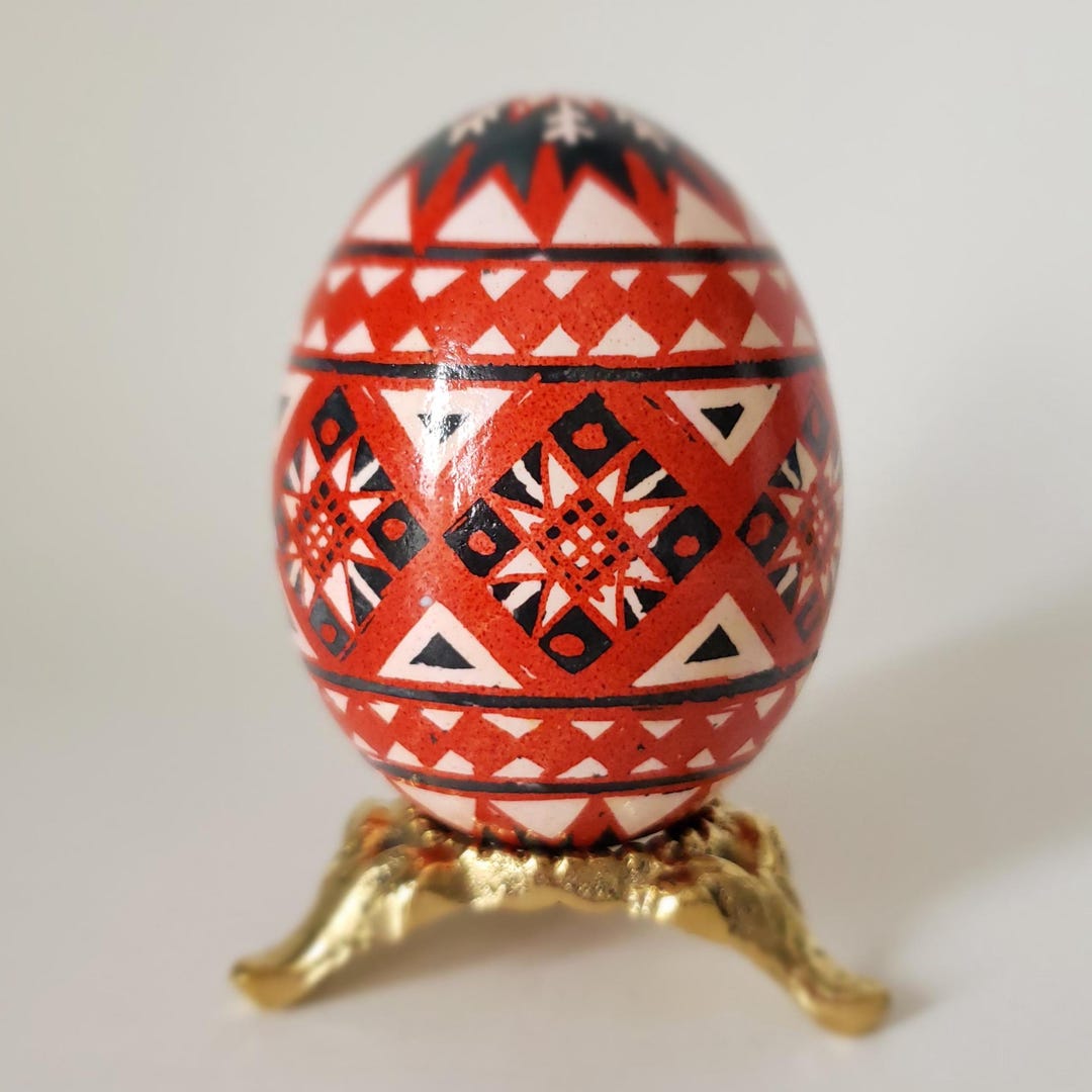 Christmas Pysanka Ukrainian Easter Egg Hand-painted Eggshells in Red ...