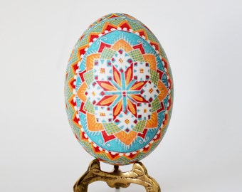 Pysanky eggs best seller blue Easter egg, Ukrainian Pysanky gift for mom, grandparents gifts Christmas pysanka egg ornament on chicken egg