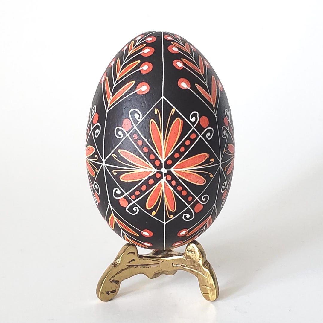Hand-painted Pysanka Egg | Ukrainian Easter Ornament, Black & Red ...