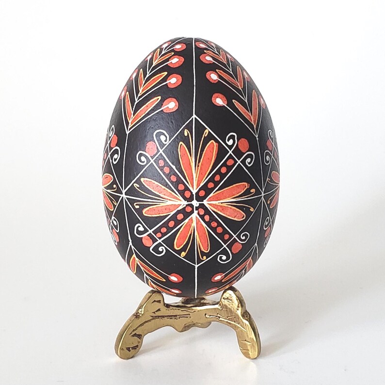 Hand-painted Pysanka Egg | Ukrainian Easter Ornament, Black & Red ...