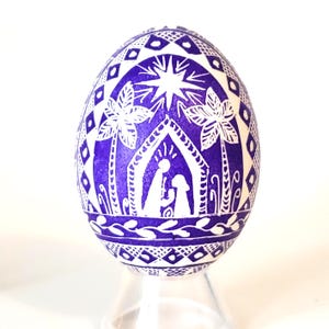Christmas Nativity set Pysanka Ukrainian Easter egg ornament, unique handmade mini Nativity stable scene miniature nativities hand-painted