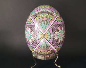 Ostrich egg Pysanky Ukrainian Easter eggs hand painted batik art eggshells Ostrich Pysanka in stock ready to ship