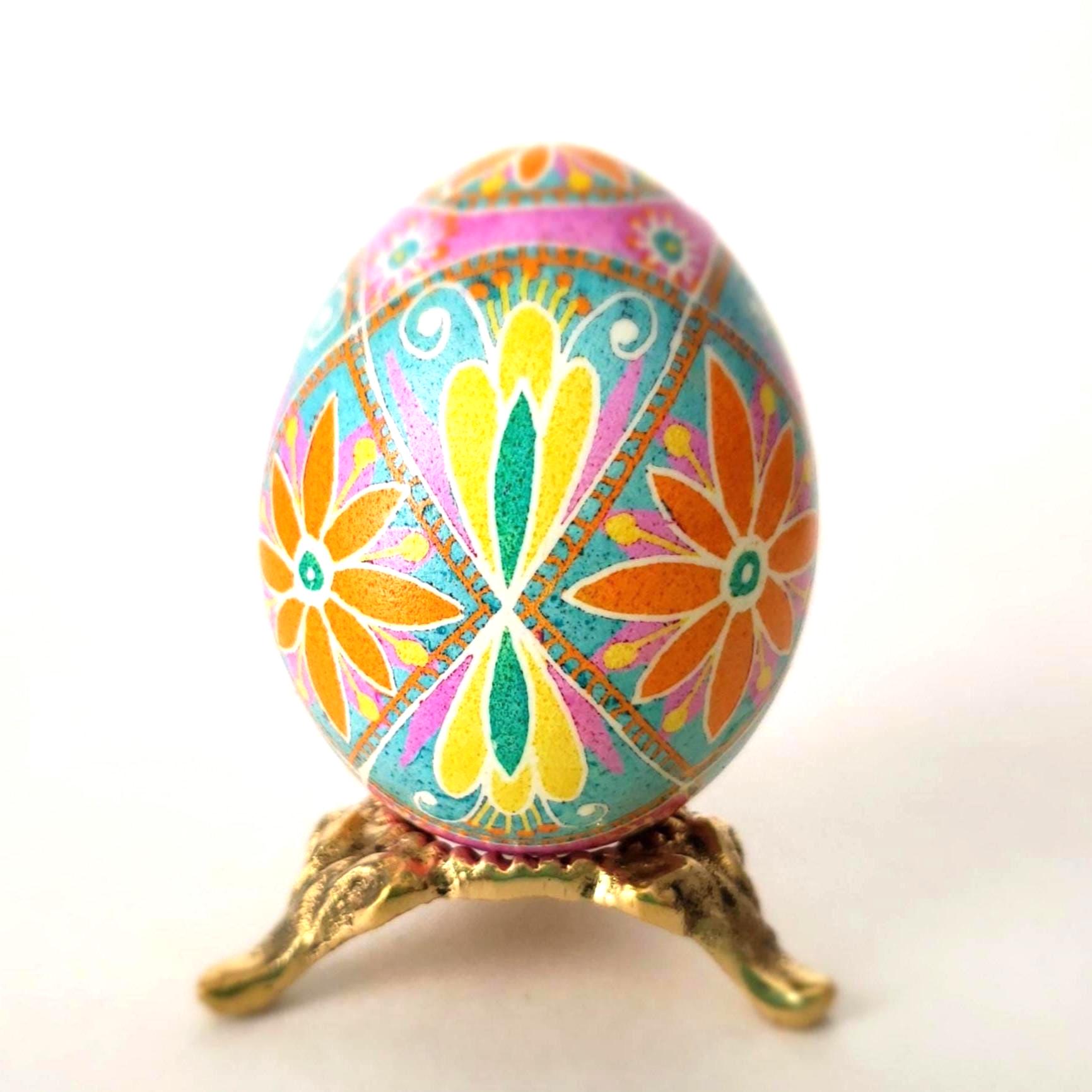 Handmade Pysanka Ukrainian Easter Egg, Batik Art Eggs, Floral Motif ...