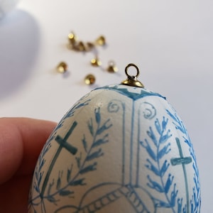 Egg ornament findings 10 top caps with loop glue on attachments, Pysanky Ukrainian Easter eggs turn your eggs into hanging decoration