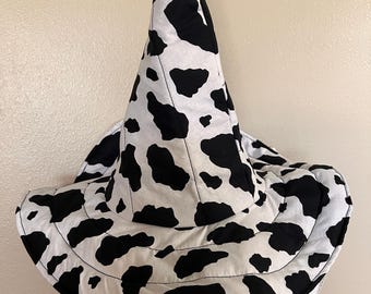 Black and white cow print Witch Hat: Quilted Costume Hat