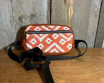 Orange sling bag, handmade Fanny pack, canvas bag, perfect Christmas gift for wife