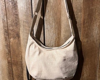 Beige Hobo bag, handmade canvas crossbody bag, tan sling bag, zipper closure handbag, 30th birthday gift for sister, gift for mom