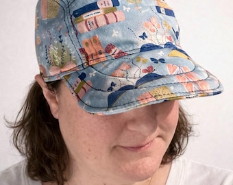 Handmade canvas hat: book lover 5-panel baseball cap