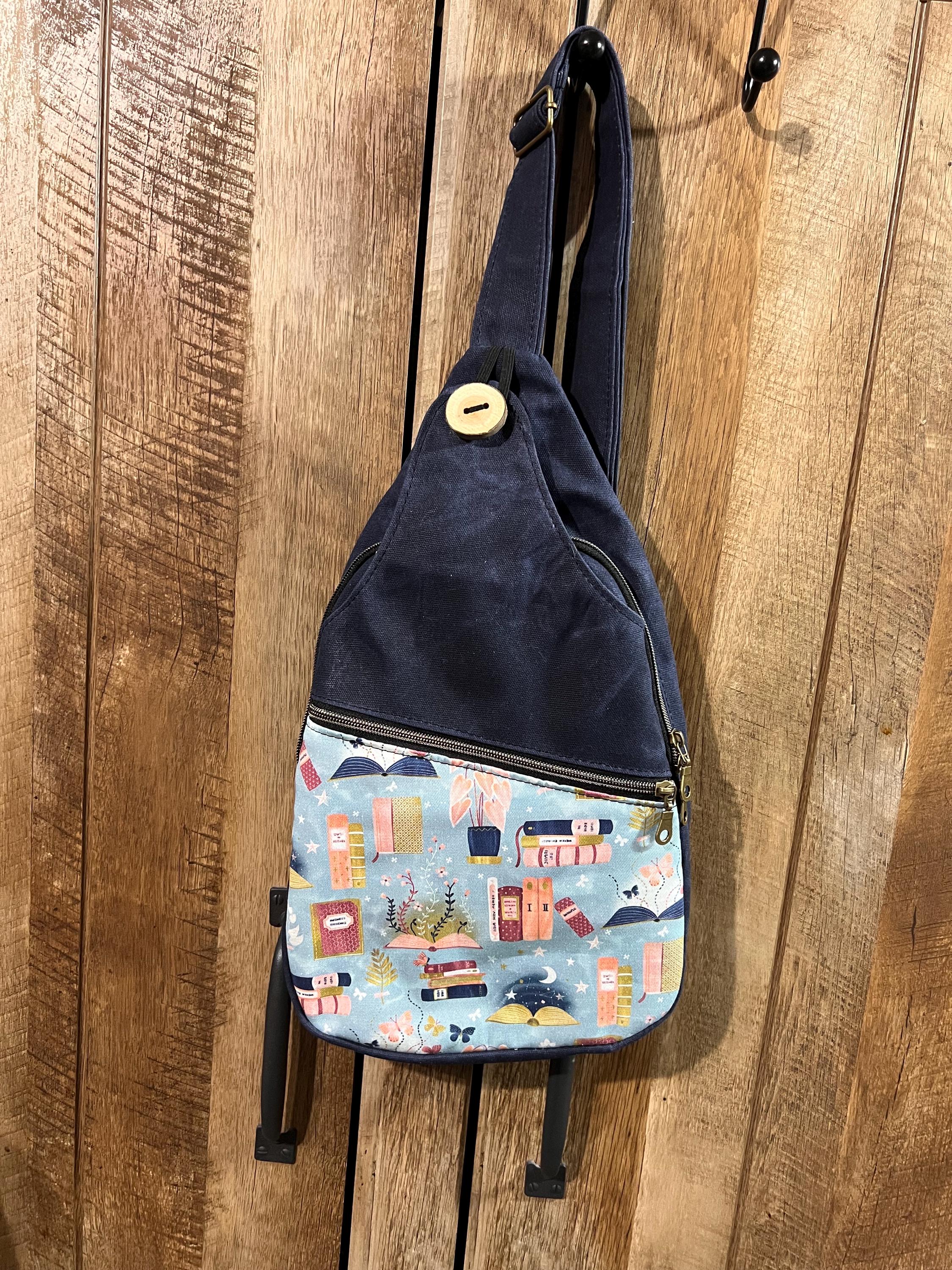 Handmade Waxed Canvas Sling Backpack: Book Lover Travel Bag 