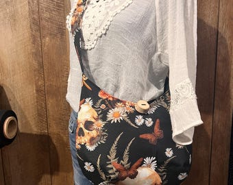 Skull Crossbody Bag: Handmade Boho Hippie Purse with Wood Button
