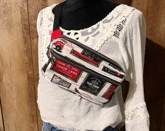 Christmas belt bag for women, holiday fanny pack, canvas sling bag for Santa lover, 25th birthday gift for sister, Christmas gift for mom