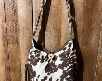 Western Crossbody Bag, cowboy hobo bag with Adjustable Strap, cow print Handbag, Unique birthday Gift for farmer, Mother’s Day gift